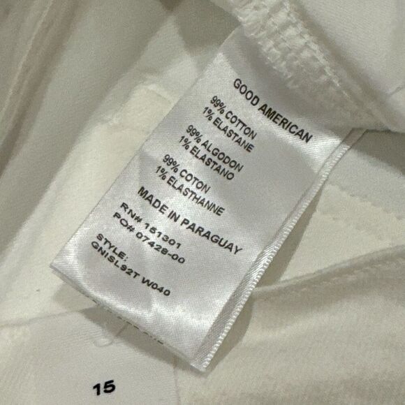 NWT Good American White Jean Shorts size 15 - Picture 3 of 5